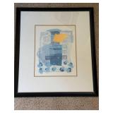 Pier 1 P.G. Gravele Framed Abstract Wall Art Print Large Black Frame