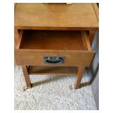 Pair Wood End Tables One Drawer Lower Shelf 24x16x17 Good