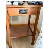 Pair Wood End Tables One Drawer Lower Shelf 24x16x17 Good