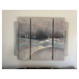 E. Lee 5 Panel Textured Canvas Wall Art Abstract Landscape Signed