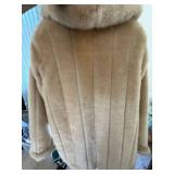Dennis Basso Faux Fur Coat Beige Shawl Collar Women