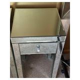 Pair of Mirrored Accent End Tables with Drawers Modern Glam Style
