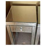 Pair of Mirrored Accent End Tables with Drawers Modern Glam Style