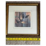Pair Framed Botanical Wall Art Prints Gold Tone Frames 13x13