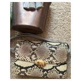 Lot of 4 Fashion Handbags Reptile Print Clutch Shoulder Bags Mixed