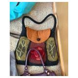 Mixed Handbag Purse Lot 6 Pc Tote Clutch Wallet Felted Suede Style