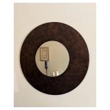 3 Pc Contemporary Wall Decor Set Framed Abstract Art & Round Mirror