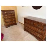Bassett 2 Pc Dresser Chest Set Traditional Wood Brass Pulls Good