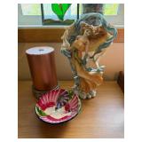 Decorative Home Decor Lot Stained Glass Angel Bowl Candle Holder