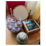 Mixed Decorative Home Decor Lot Mirror Snow Globe Art Glass Boxes
