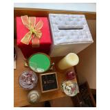 Mixed Decorative Home Decor Lot Mirror Snow Globe Art Glass Boxes