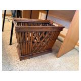 Small Oak-Look Writing Desk With Woven Chair 39x18x28 Good
