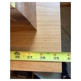 Small Oak-Look Writing Desk With Woven Chair 39x18x28 Good