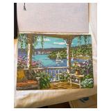 Paint by Numbers Art Lot w Framed Cartoon Drawing & Finished Canvas
