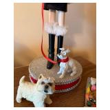 Handcrafted Winter Lady Figurine w Dogs on Base 17in Holiday Decor
