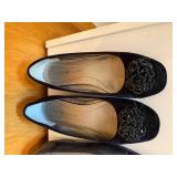 Karen Scott Black Beaded Toe Flats Low Wedge Women