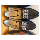Karen Scott Black Beaded Toe Flats Low Wedge Women
