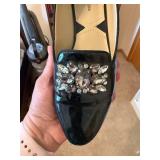 Karen Scott Black Beaded Toe Flats Low Wedge Women