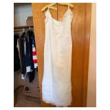 Ivory Formal Dress Style 95388 Size 16 Ruffle Hem Spaghetti Strap