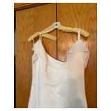Ivory Formal Dress Style 95388 Size 16 Ruffle Hem Spaghetti Strap