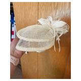 Tasha Ivory Sinamay Fascinator Headband Feather Wedding Derby Hat