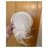 Tasha Ivory Sinamay Fascinator Headband Feather Wedding Derby Hat