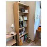 Maple Finish 5 Shelf Bookcase Display Cabinet 24 x 12 x 70 Good