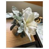 Set of 2 Framed Floral Shadow Box Wall Art White Flowers Wood Frames