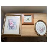Framed Floral Wall Art Lot 3 Rose Violet Hummingbird Prints Decor