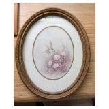 Framed Floral Wall Art Lot 3 Rose Violet Hummingbird Prints Decor