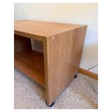 Oak Finish Rolling TV Stand Media Cart w Shelf 25x15x16 Good