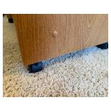 Oak Finish Rolling TV Stand Media Cart w Shelf 25x15x16 Good