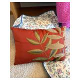 Mixed Decorative Throw Pillow Lot w/ Pier 1 Textured Floral Accent Pillows