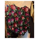 Lawrence Kazar Silk Sequin Floral Evening Top Blouse Size L Vintage