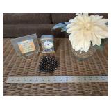 Linden Quartz Clock, Floral Vase, Framed Quote & Beaded Decor (Lot of 4)