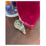 Decorative Glass Fruit Vase and Red Cruet Set (Lot of 2)