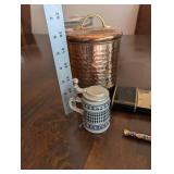 Mixed Decorative Desk Lot of 5 Copper, Ceramic & Glass Items