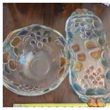 Glass Fruit Motif Serving Pieces (Lot of 2)