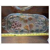 Glass Fruit Motif Serving Pieces (Lot of 2)