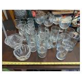 Assorted Clear Glass Drinkware & Bowls