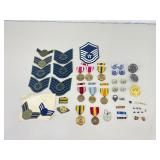 Lot of Vintage Air Force Military Patches, Medals, and Pins