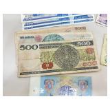 Lot of Vintage Foreign Bills and Coins