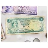 Lot of Vintage Foreign Bills and Coins