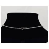 .925 Sterling Silver Larger Faceted Pink Sapphire Crystal Pendant Necklace