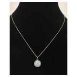 .925 Sterling Silver Faceted Blue Quartz Vermeil Pendant Necklace