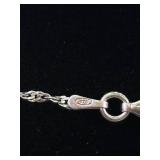 .925 Sterling Silver Mother of Pearl Crystal Flower Pendant Necklace