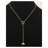 .925 Sterling Silver Crystal Bee Dangle Vermeil Pendant Necklace