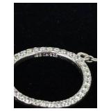 .925 Sterling Silver Crystal Hoop Fixed Pendant Necklace