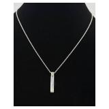 .925 Sterling Silver Crystal Bar Pendant Necklace