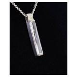 .925 Sterling Silver Crystal Bar Pendant Necklace